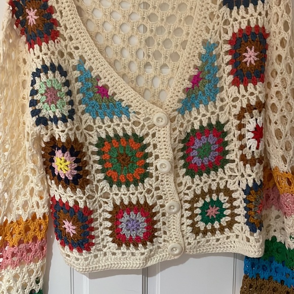 SHEIN Floral Crochet Openwork Cardigan in size large - Picture 6 of 10